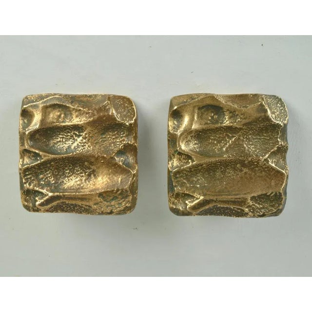 Push Pull Door Handles with Letterbox and Key Fixtures in Bronze Relief, 1970s, Set of 4 For Sale - Image 4 of 13