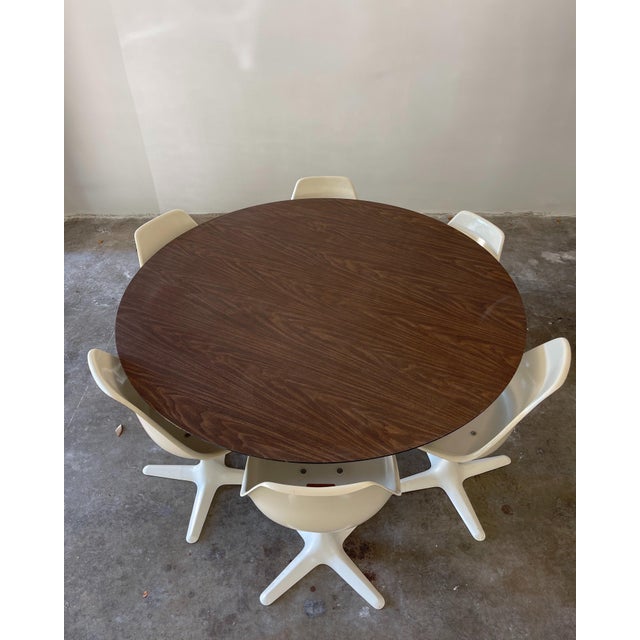 Mid-Century Modern 1960s Vintage Arkana Furniture Maurice Burke Dining Table and Six Chairs - Set of 7 For Sale - Image 3 of 11