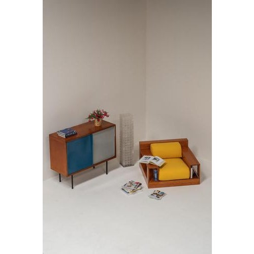 Mid-Century Modern French Cabinet with Sliding Panels by Guillerme et Chambron, 1950s For Sale - Image 15 of 16