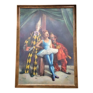 Painting by Max Hermann Clowns Circa. 1948 Large-Scale For Sale
