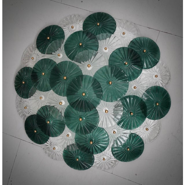 Art Deco Murano Glass Transparent and Green Chandelier, 2000 For Sale - Image 6 of 10