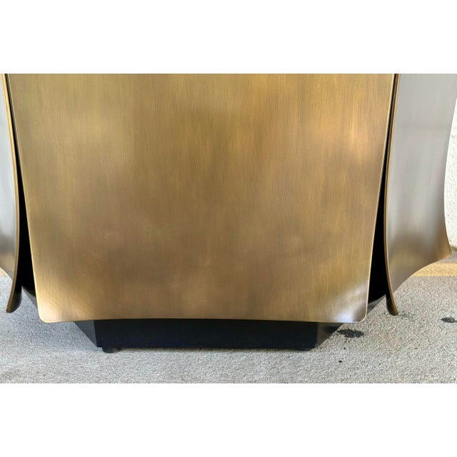 Jonathan Charles Jonathan Charles Asian Modern Brass and Black Wood Hammersmith End Table For Sale - Image 4 of 4