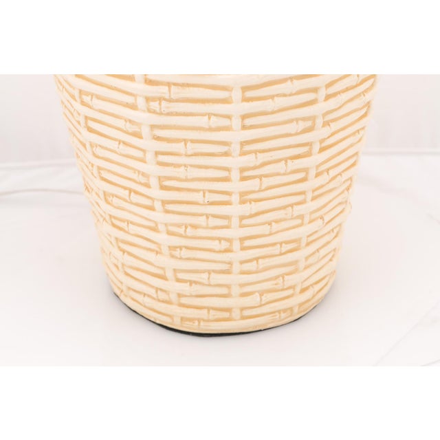 Wood 1960s Large Mid-Century Modern Ceramic Bamboo Motif Lamps - a Pair For Sale - Image 7 of 8