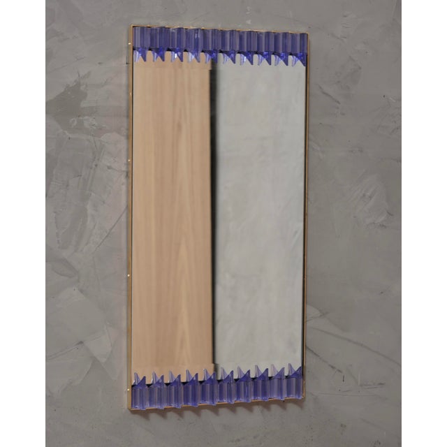 Blue Periwinkle Murano Glass and Brass Wall Mirror, 1990s For Sale - Image 8 of 9