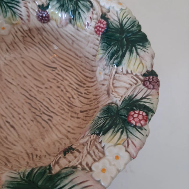 1990s Fitz & Floyd Berry Twig Majolica Bowl Christmas For Sale - Image 5 of 5