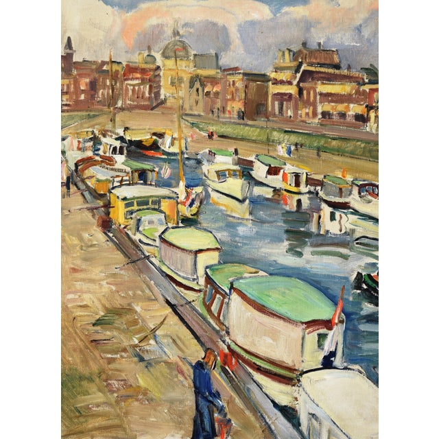 Gerta Springer, Holiday Boats in the Harbor, 1935, Oil on Canvas, Framed For Sale - Image 4 of 17