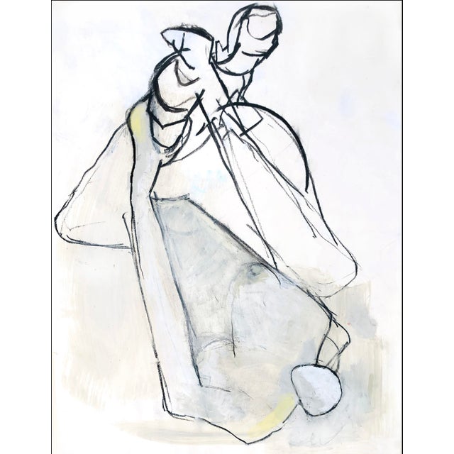 Upside-Down Nude Woman, Crossed Legs & Long Limbs in Paint & Charcoal