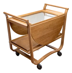 1970s Mid-Century Drop Leaf Bar Cart Attributed to Edward Wormley for Dunbar