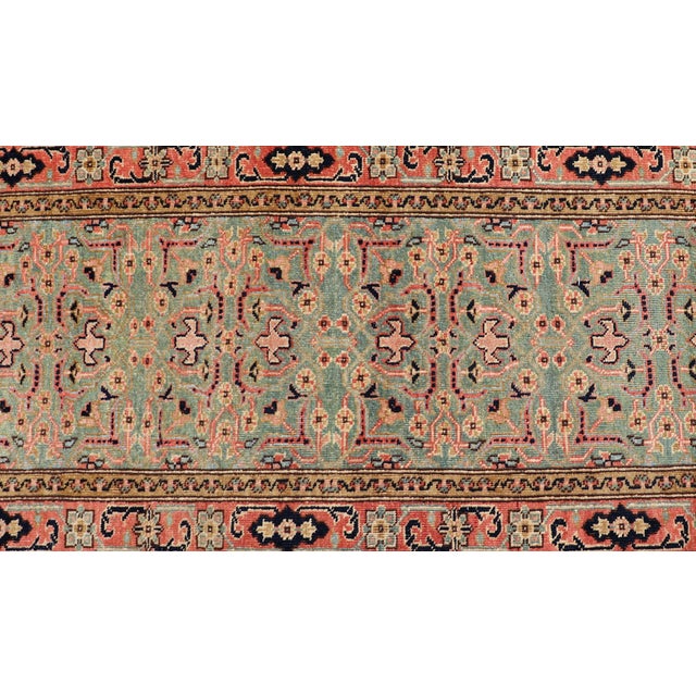 Very Long Green Color Vintage Turkish Runner 2 '8" X 28' 10" For Sale - Image 9 of 11