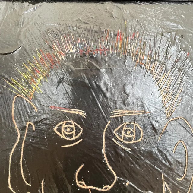 Felix Bachmann, Black Portrait of a Man, 2022, Acrylic on Wood, Framed For Sale - Image 3 of 10