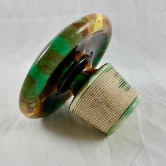 Wedgwood Green & Brown Tortoiseshell Glazed English Majolica Match Striker For Sale In Philadelphia - Image 6 of 10