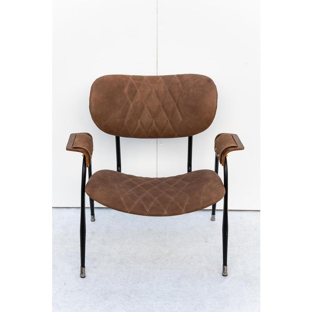Metal and Leather Armchair attributed to Gastone Rinaldi for Rima, 1950s For Sale - Image 11 of 11