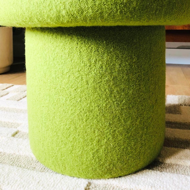 Mushroom Ottoman in Kiwi Wool For Sale - Image 9 of 10