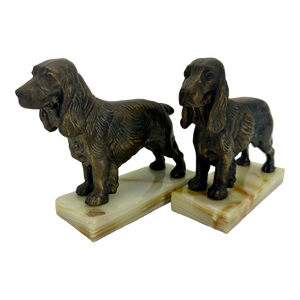 Pair of Mid Century Modern Dog Book Ends on Onyx Bases