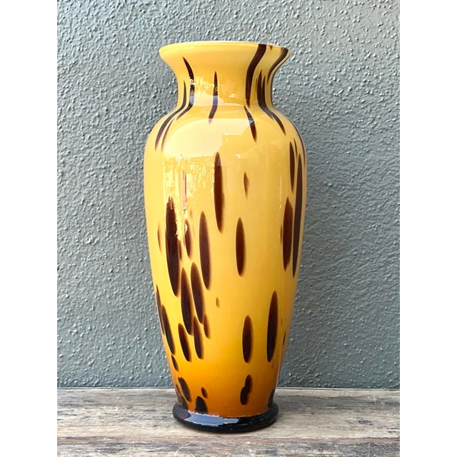 Vintage Italian Tortoise Glass Vase For Sale - Image 9 of 12
