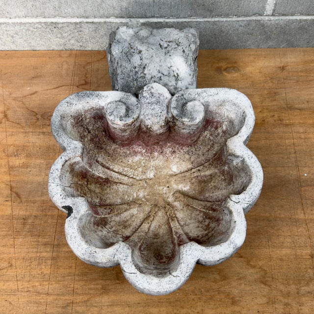 Antique Holy Water Stoup in Carved Stone For Sale - Image 6 of 11