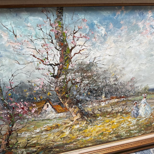 Marie Charlot Impressionist Landscape Palette Knife Oil Painting, Signed For Sale - Image 11 of 12