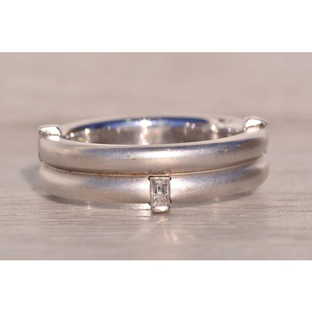 The Hazel: Brushed White Gold Designer Band with Natural Diamonds For Sale In Philadelphia - Image 6 of 11