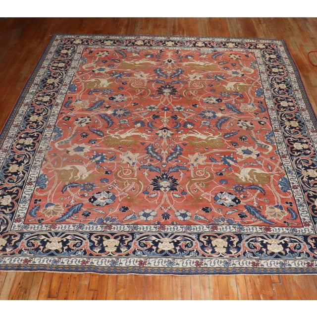Early 20th Century Persian Tabriz Hunting Animal Pictorial Rug For Sale - Image 14 of 18