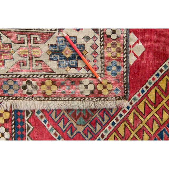 1910 Antique Caucasian Kuba Medallion Geometric Wool Hand-Knotted Rugs - 4'6" X 7' For Sale - Image 10 of 10