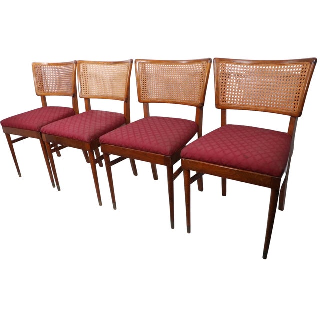 Set of Four Mid Century Cane Back Dining Chairs Made in Germany C 1950