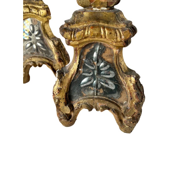 Italian Candlesticks With Engraved Mirrors - a Pair For Sale In Dallas - Image 6 of 8