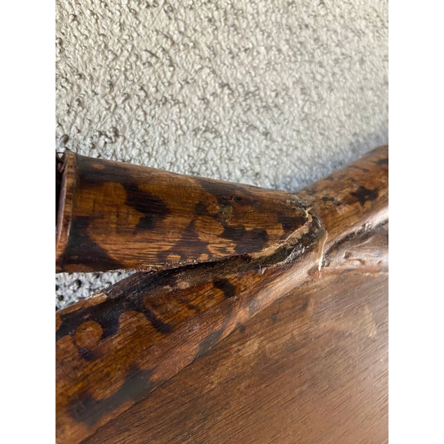 British Colonial Burnt Bamboo and Grasscloth Queen Headboard For Sale - Image 10 of 12