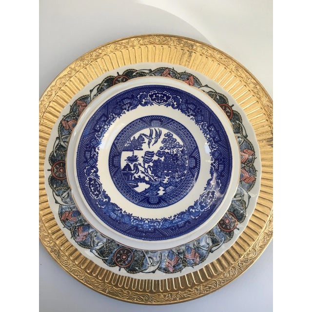 Ceramic Blue Nautical Mixed China Place Settings - Set of 5 For Sale - Image 7 of 11