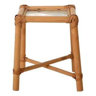 Bamboo Flower Holder with Opaque Glass, 1960s For Sale