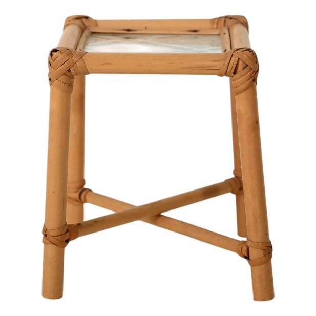 Bamboo Flower Holder with Opaque Glass, 1960s For Sale