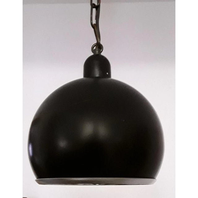 Vintage Pendant Lamp in Black Painted Metal, 1970s, in Good conditions. Designed 1970 to 1979 European Plug (up to...