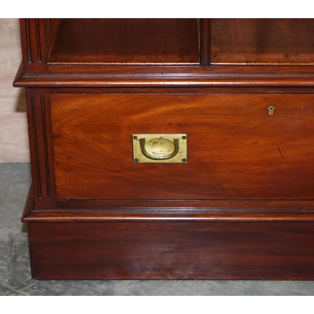 Antique Victorian Hardwood Military Campaign Drinks Cabinet or Tv Stand For Sale - Image 11 of 18