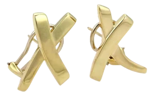 Tiffany & Co. Picasso 18k Yellow Gold Kiss X Post Clip Earrings