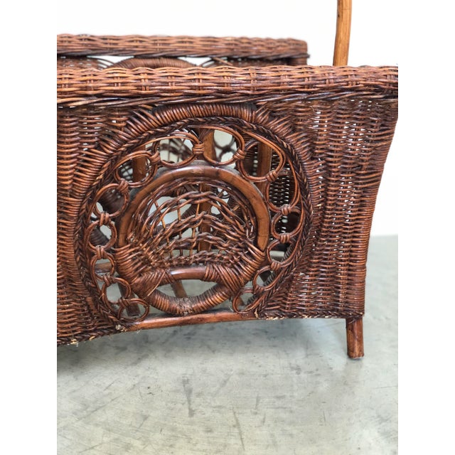 1970s Coastal Bamboo & Wicker Magazine Rack For Sale - Image 4 of 12