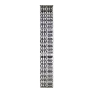 Modern Swedish Style Handmade Gray Wool Runner With Abstract Design For Sale