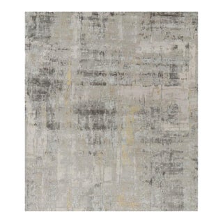 Rug & Kilim’s Oversized Abstract Rug in Silver-Gray and Beige-Brown Patterns 13x15 For Sale