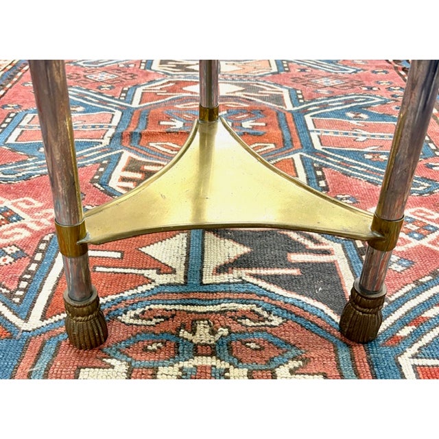 Metal Early Neoclassical Brass and Polished Steel Three Legged Taboret or Side Table For Sale - Image 7 of 10