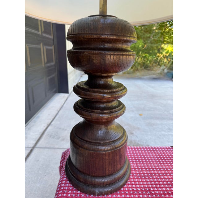 Mid-Century Modern 1970s Scandinavian Brutalist Turned Solid Pine Table Lamps - a Pair For Sale - Image 3 of 7