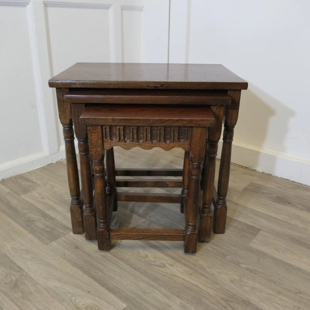 Vintage Nesting Tables in Oak, 1950s, Set of 3 For Sale - Image 6 of 6