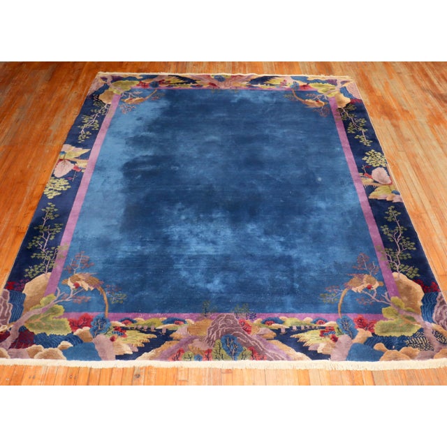 Zabihi Collection Blue Chinese Art Deco Rug For Sale - Image 14 of 18