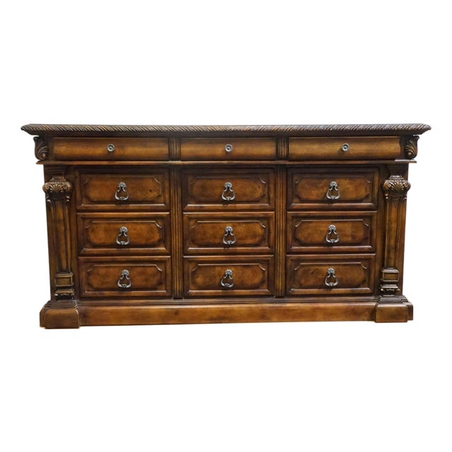 Ashley Furniture Casa Mollino Pecan Rustic European 74" Triple Dresser B543-31 For Sale