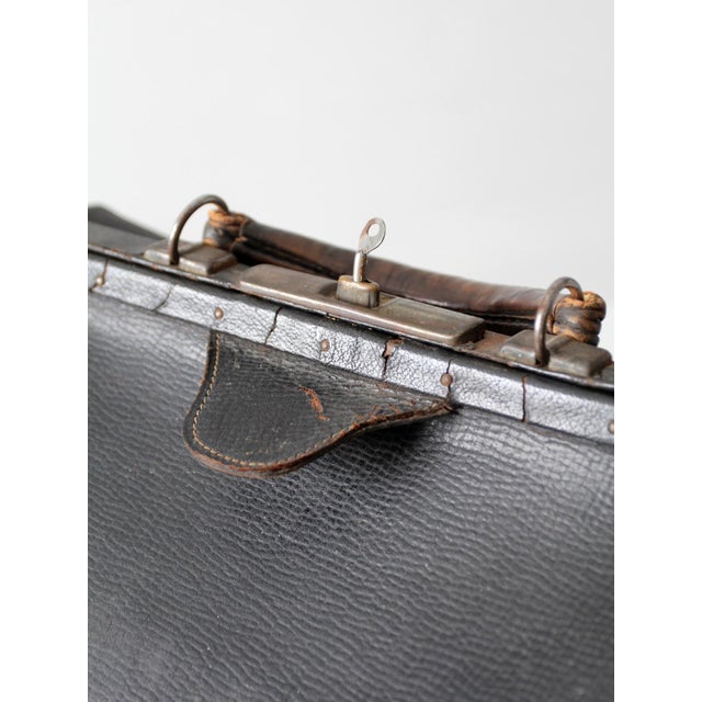 Antique Black Leather Doctor's Bag For Sale - Image 9 of 12