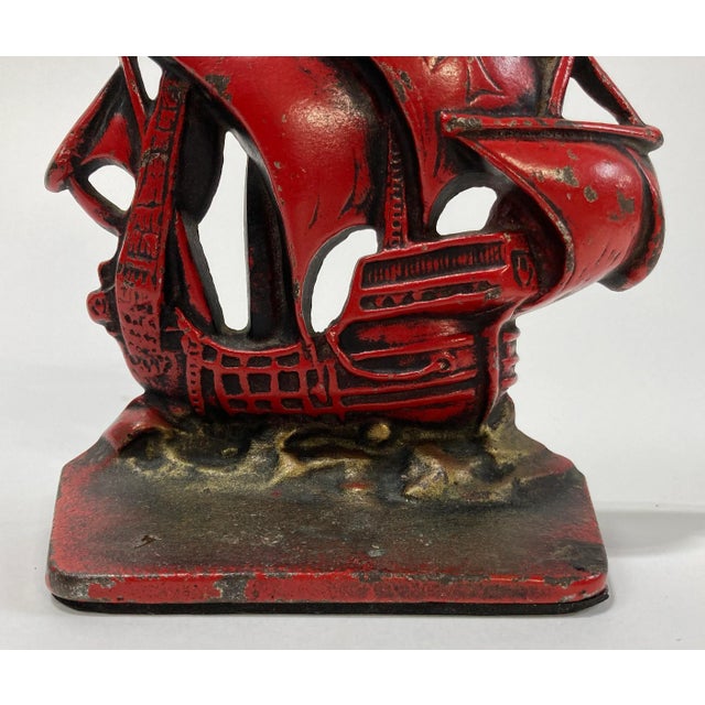 Vintage Cast Iron Red Ship Doorstop For Sale In Kansas City - Image 6 of 6