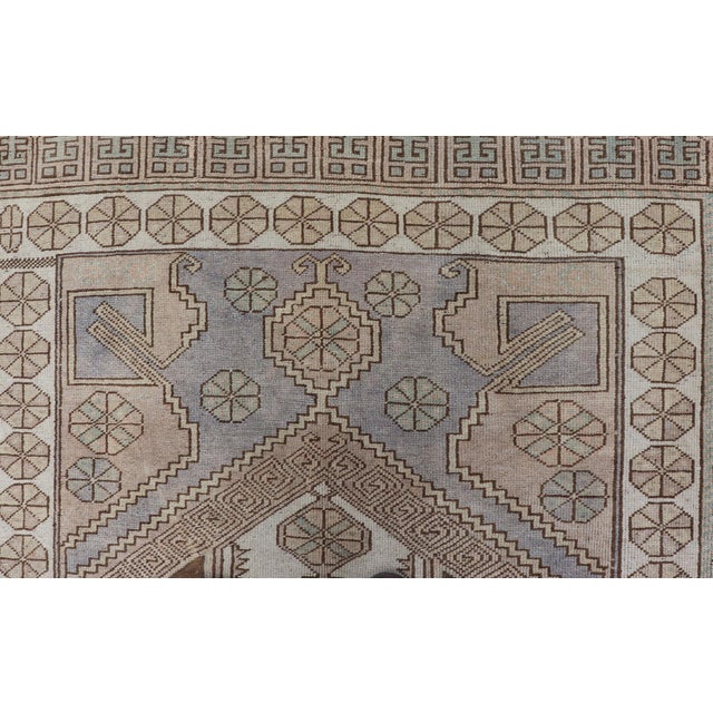 Vintage Turkish Oushak Rug in Pale Lavender, Taupe, and Cream With Medallion 4'3 X 6'8 For Sale - Image 10 of 11