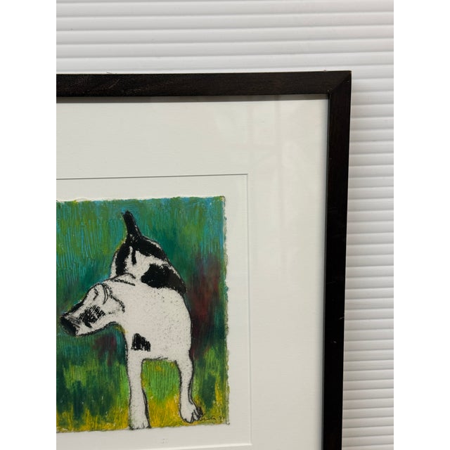 Mixed Media Black & White Dog Artwork, Framed For Sale - Image 9 of 12