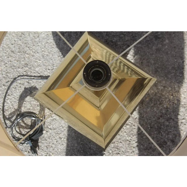 Mid-Century Modern French Brass Shantung Table Lamp, 1970s For Sale - Image 3 of 9