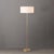 Nova Nova of California Slimline Floor Lamp With White Linen Drum Shade - Weathered Brass Pole With Black Marble Base - 18 Inch Drum, 61 Inch Tall For Sale - Image 4 of 6