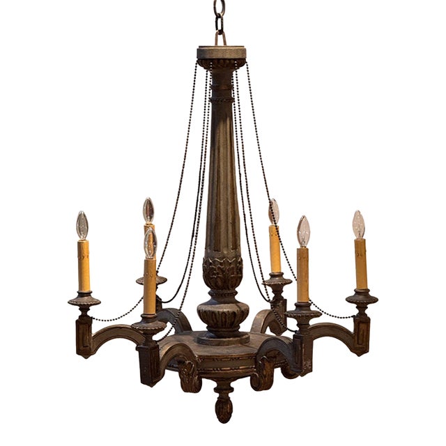 Carved and Painted Chandelier For Sale