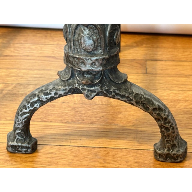 Black Antique Art Nouveau Cast Iron Andirons by Ohio F & M Co., Circa 1900–1920 For Sale - Image 8 of 10