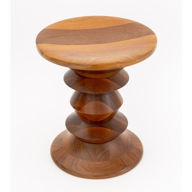 Charles and Ray Eames for Herman Miller Time Life or Turned Stool, model C, designed 1960, walnut. 15" H x 13.25"...